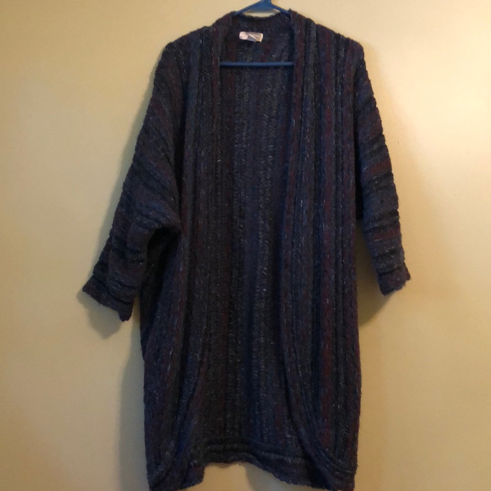 oversized multi colored striped cardigan